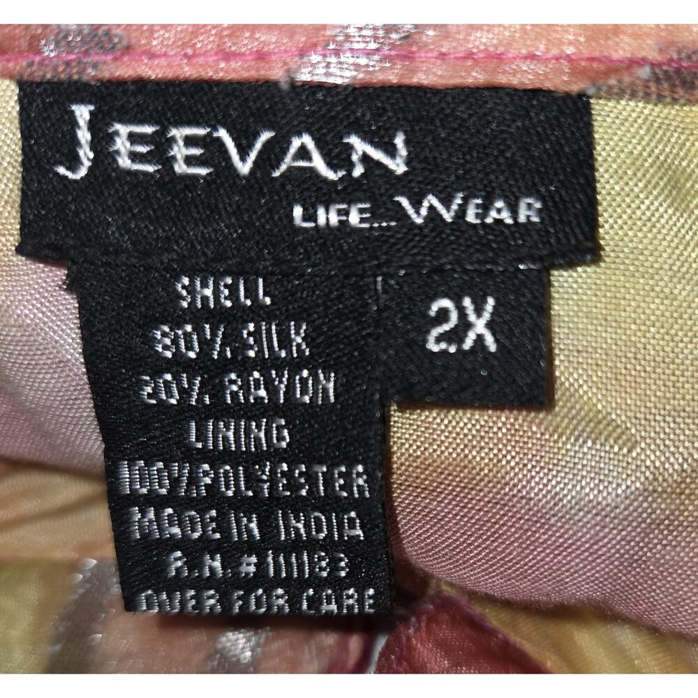 Vintage Jeevan Silk Top Jacket Plus Sz 2X Art To Wear Artsy Textured Silk Blend - Picture 9 of 16